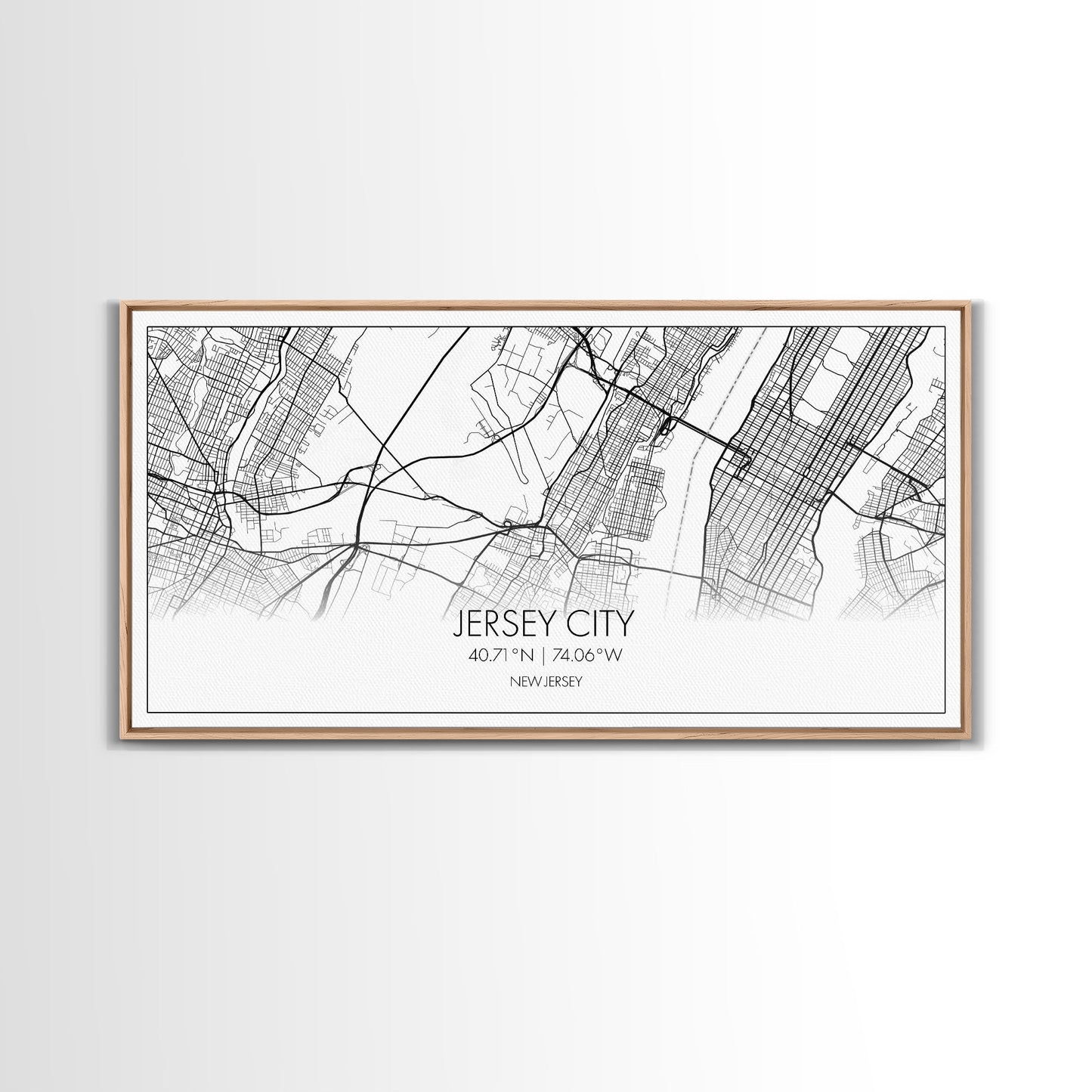 Stadtplan von Jersey City, Karte von New Jersey, Kartenkunst, Moderne Kunst, Wandkunst, Leinwandbilder, Kunstdrucke, Büro-Wandkunst, Geschenk für Paare, Raumdekoration