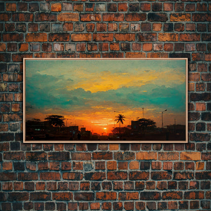 Los Angeles canvas print, sunset art, Los Angeles at Sunset, California, living room wall art, guest room wall art