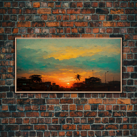 Los Angeles canvas print, sunset art, Los Angeles at Sunset, California, living room wall art, guest room wall art