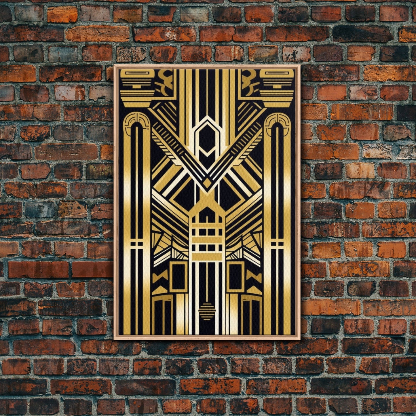 Art Deco Pattern Wall art, Framed Canvas Print, Art Deco, Gold art, Geometric art, Wall decor, Midcentury Modern, Lines art, Wall decor