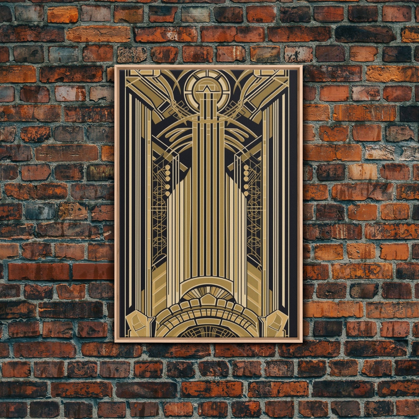 Art Deco Pattern Wall art - Framed Canvas Print - Art Deco - Gold & black art - Wonderful art - Lines art - Geometric art - Office wall art