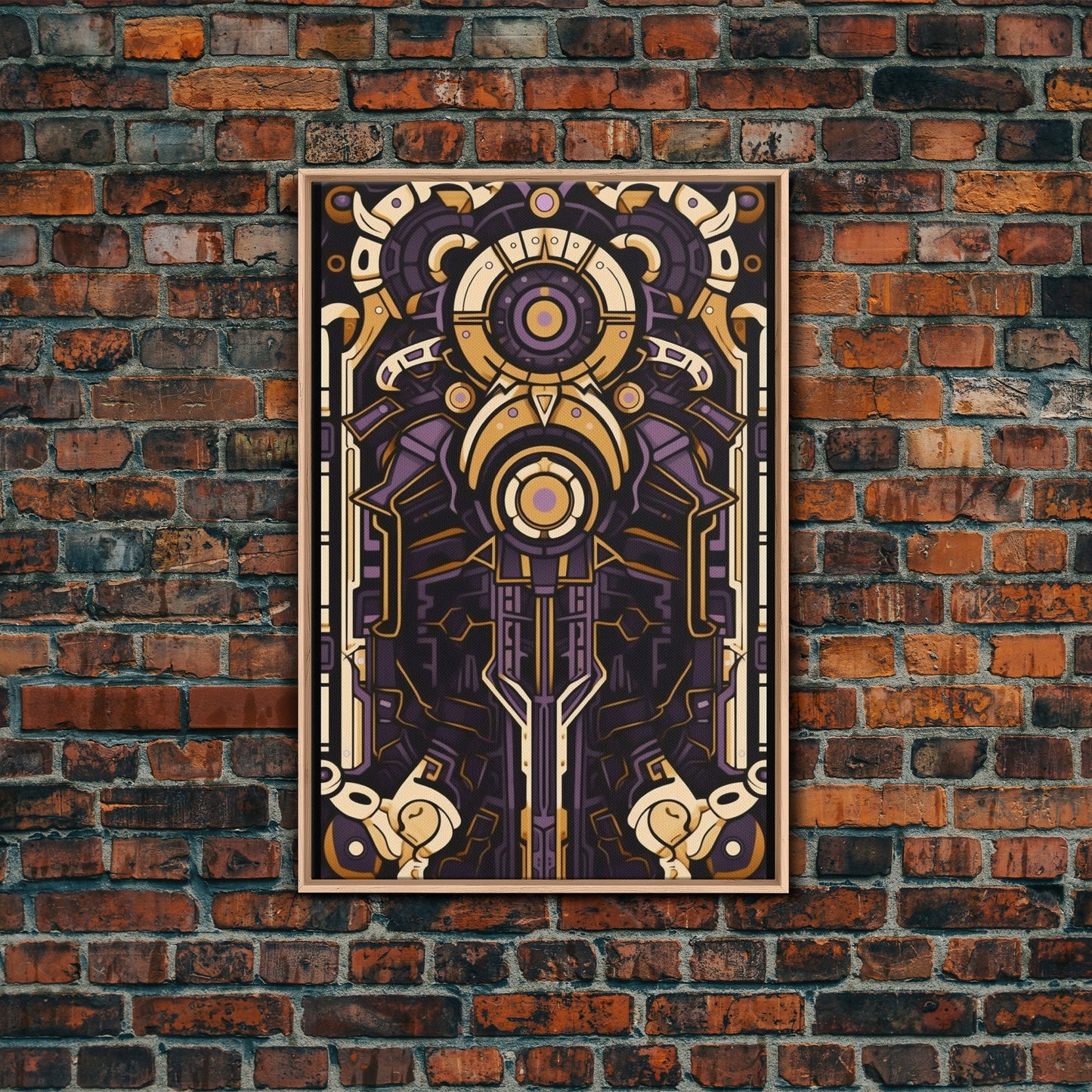 Art Deco Pattern Wall art, Framed Canvas Print, Art Deco, Patterns art, Yellow & purple art, Ornament art, Colorful painting, Light colors