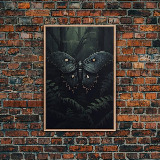 Butterfly In Woods, Butterfly Wall Decor, Dark Art, Green Wall Art, Insect Wall Decor, Wall Decor, Canvas Print, Wall Art, Framed Canvas