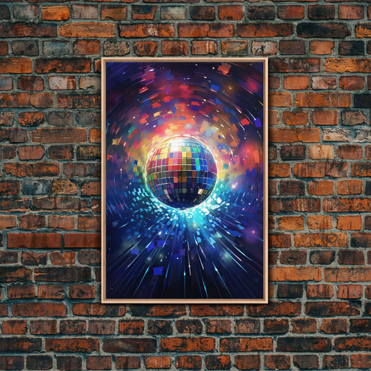 Galaxy Disco Ball, Framed Canvas Print, Music Studio Decor, Graduation Gift