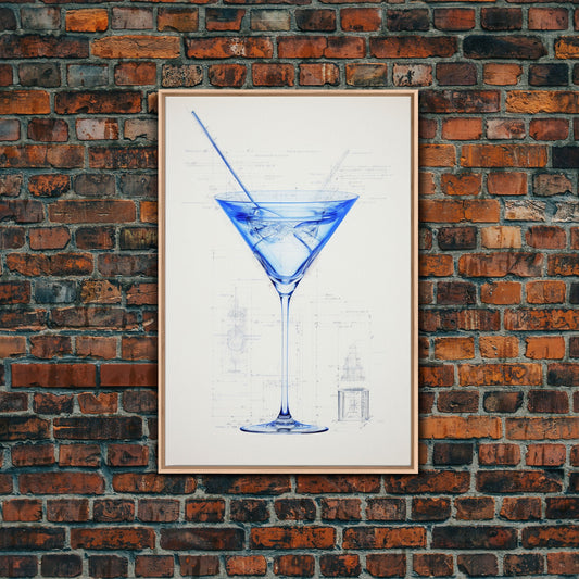 Bar Cart Art, Cocktail Wall Art, Watercolor Cocktail, Canvas Print, Wall Art, Vertical Art, Dining Room Decor, Minimalist Prints, Wall Decor