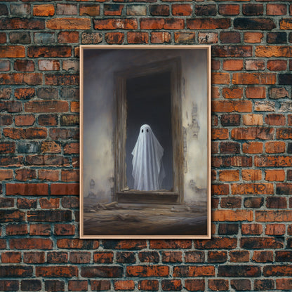 The Ghost In The Mirror, Framed Canvas or Canvas Print, Gothic Victorian Halloween Painting, Cool Halloween Decor, Dark Academia