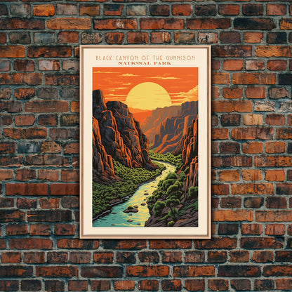 Black Canyon Of The Gunnison National Park Travel Poster Print, Canvas Print Wall Art, Colorado Travel Art, Midcentury Modern Travel Decor