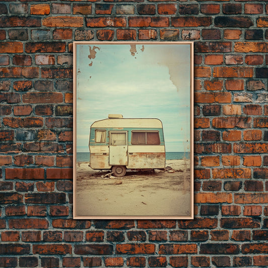Camper Decor, Beach Print, Vintage Print, Canvas Print, Wall Hanging, Portrait Art, Above Bed Decor, House Wall Art, Going Away Gift