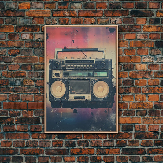 Boombox, Music Wall Art, Retro Wall Art, Canvas Print, Wall Hanging, Portrait Art, Apartment Wall Decor, Gaming Wall Decor, Above Bed Art