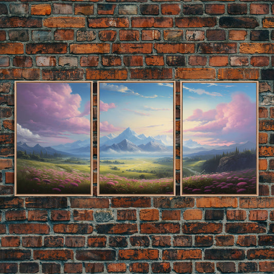3 Piece Mountain Painting Set, Original Art, Framed Canvas Prints, Colorful Wall Art, Landscape Paintings, Living Room Decor, Wall Hanging