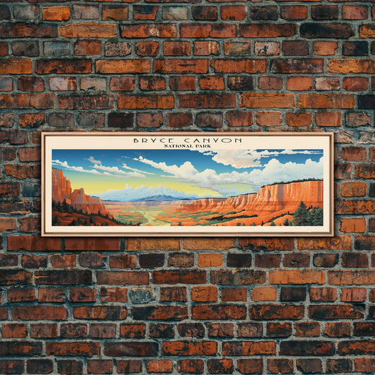 Bryce Canyon National Park Panoramic Utah Travel Art, National Park Print, Minimalist Travel Art, Subdued Watercolor Painting Panoramic
