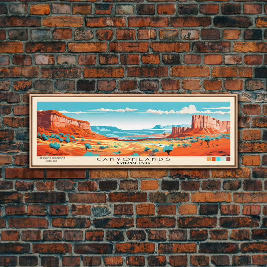 Canyonlands National Park Panoramic Utah Travel Art, National Park Print, Minimalist Travel Art, Subdued Watercolor Painting Panoramic