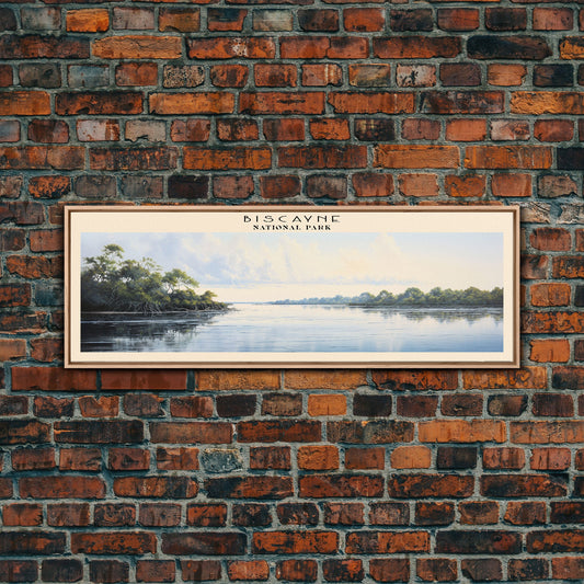 Biscayne National Park Panoramic Florida Travel Art, National Park Print, Minimalist Travel Art, Subdued Watercolor Painting Panoramic