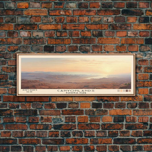 Canyonlands National Park Panoramic Utah Travel Art, National Park Print, Minimalist Travel Art, Subdued Watercolor Painting Panoramic