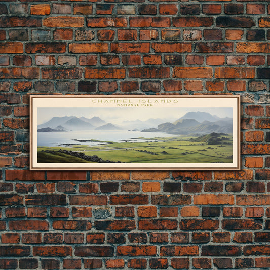 Channel Islands National Park Panoramic Travel Art, National Park Print, Minimalist Travel Art, Subdued Watercolor Painting Panoramic