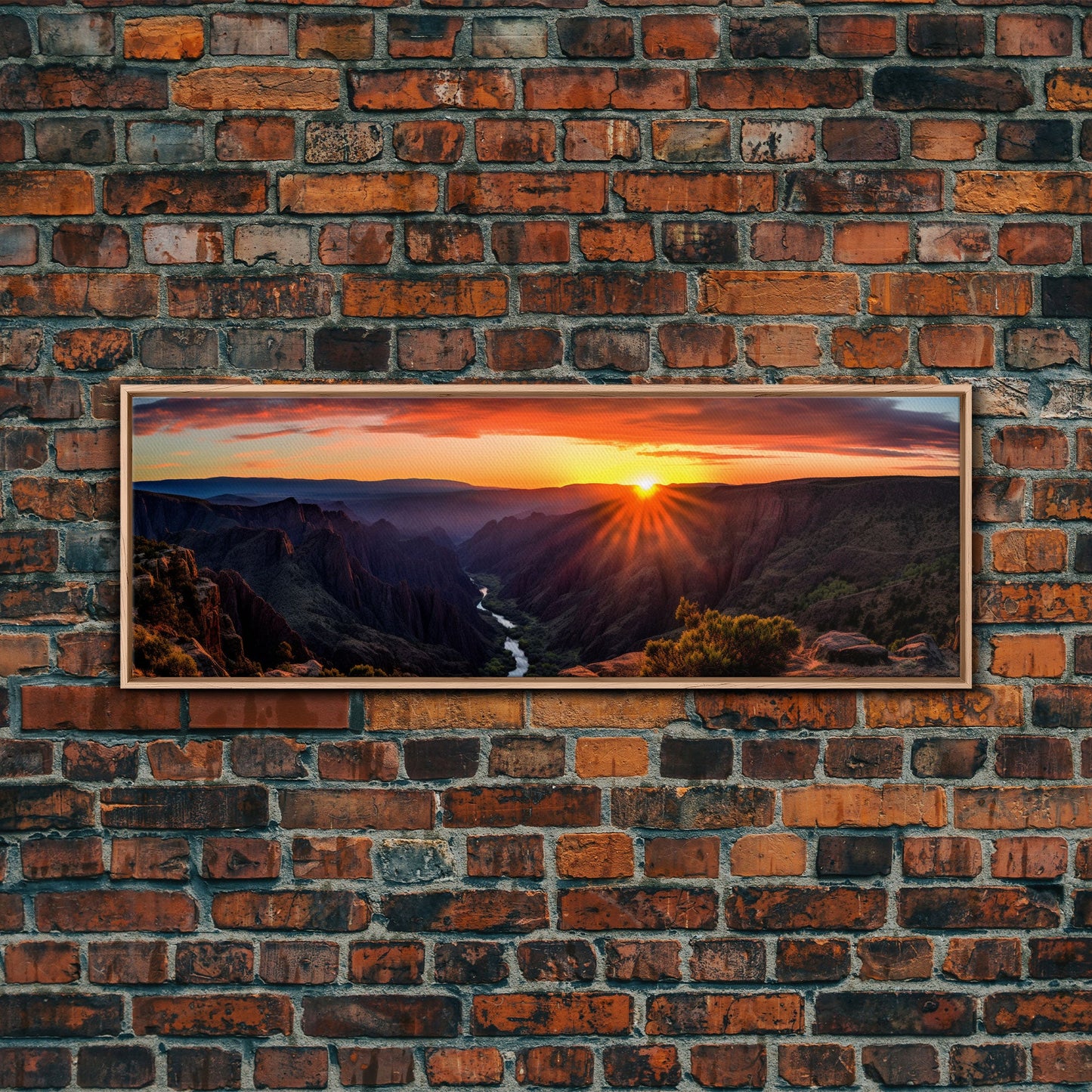 Photographic Panoramic of Black Canyon Of The Gunnison National Park, Sunset Photography, Framed Canvas Print, Landscape Photography