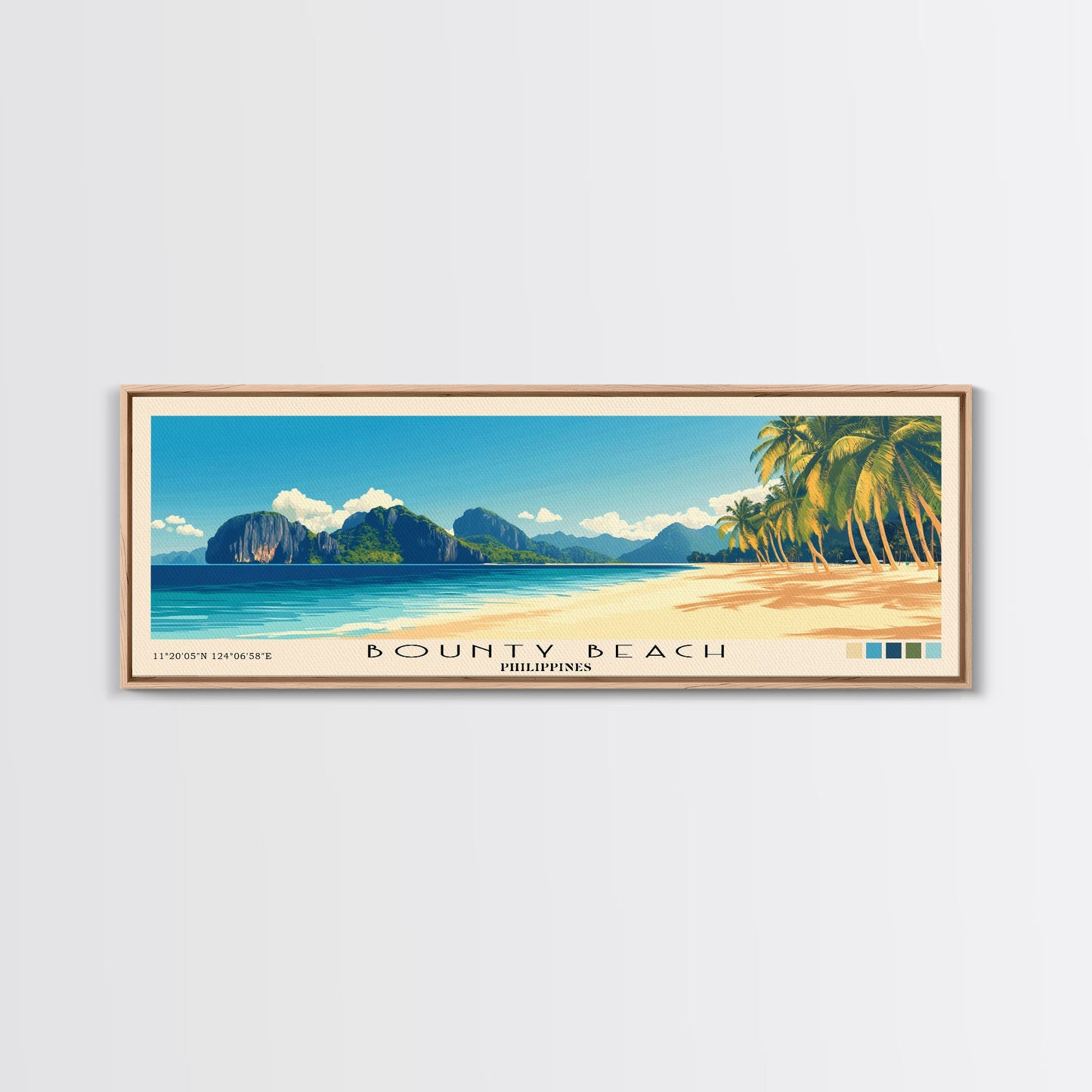 Bounty Beach, Philippines Panoramic Beach Print, Vacation Gift, Philippines Wall Art, Beach Painting, Beach Decor, Beach Painting