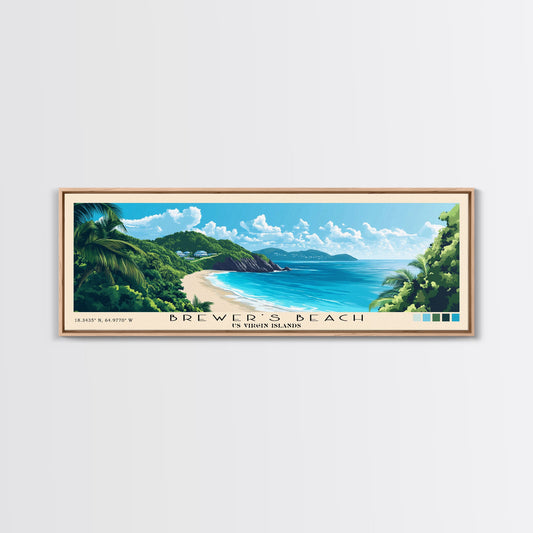Brewer’s Beach, US Virgin islands Panoramic Print, Vacation Gift, US Virgin islands Wall Art, Beach Painting, Beach Decor, Beach Or Lakehouse Art