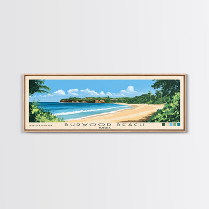 Burwood Beach, Jamaica Panoramic Beach Print, Vacation Gift, Jamaica Wall Art, Beach Painting, Beach Decor, Beach Painting