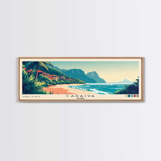 Caraíva, Brazil Panoramic Print, Vacation Gift, Brazil Wall Art, Beach Painting, Beach Decor, Large Wall Art, Wood Frame Art