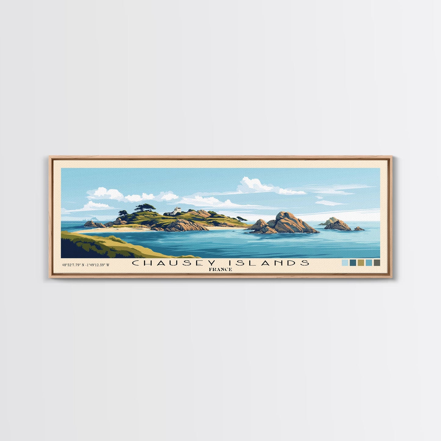 Chausey Islands, France Panoramic Beach Print, Vacation Gift, France Wall Art, Beach Painting, Beach Decor, Beach Painting