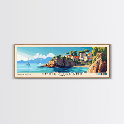 Embiez Island, France Panoramic Print, Vacation Gift, France Wall Art, Beach Painting, Beach Decor, Large Wall Art, Wood Frame Art