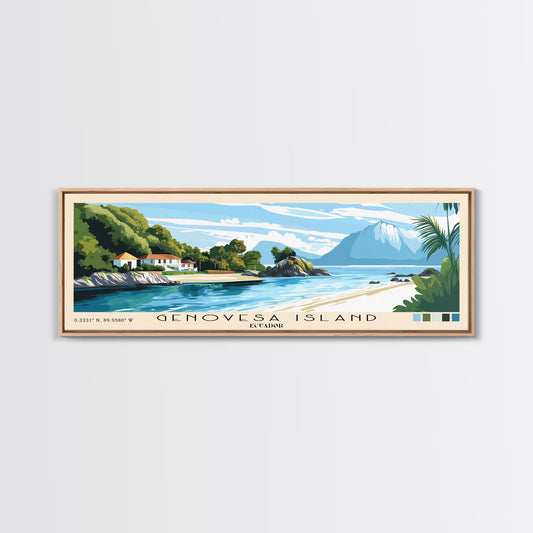 Genovesa Island, Ecuador Panoramic Print, Vacation Gift, Ecuador Wall Art, Beach Painting, Beach Decor, Large Wall Art, Wood Frame Art