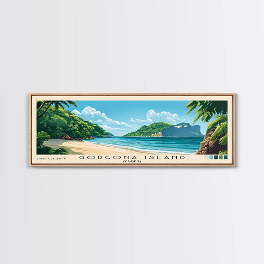 Gorgona Island, Colombia Panoramic Beach Print, Vacation Gift, Colombia Wall Art, Beach Painting, Beach Decor, Beach Painting