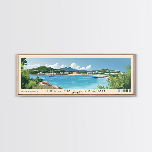 Island Harbour, Anguila Panoramic Beach Print, Vacation Gift, Anguila Wall Art, Beach Painting, Beach Decor, Beach Painting