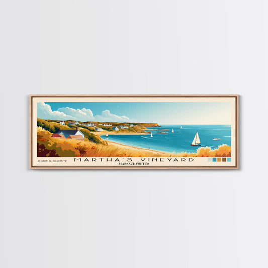 Martha’s Vineyard, Massachusetts Panoramic Beach Print, Vacation Gift, Massachusetts Wall Art, Beach Painting, Beach Decor, Beach Painting