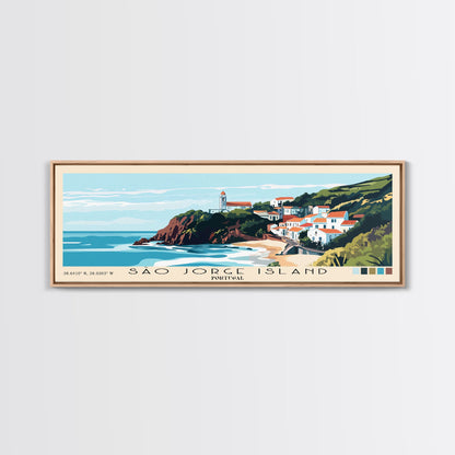 São Jorge Island, Portugal Panoramic Beach Print, Vacation Gift, Portugal Wall Art, Beach Painting, Beach Decor, Beach Painting