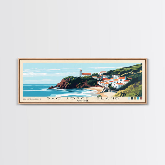 São Jorge Island, Portugal Panoramic Beach Print, Vacation Gift, Portugal Wall Art, Beach Painting, Beach Decor, Beach Painting