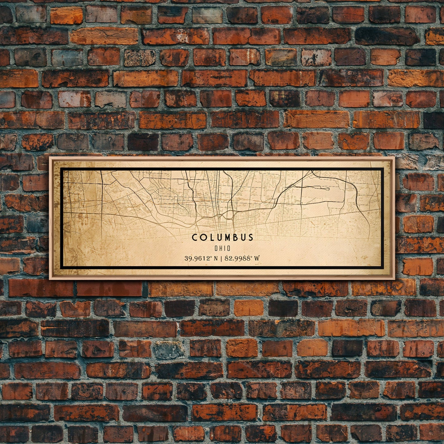 Columbus Panoramic vintage map print poster or framed canvas, Ohio map print poster canvas, Columbus city map print poster canvas