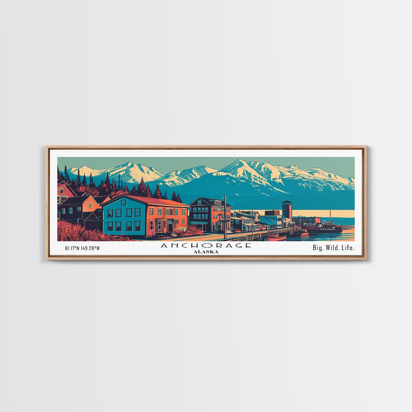 Anchorage Alaska Panoramic Travel Poster Canvas Print