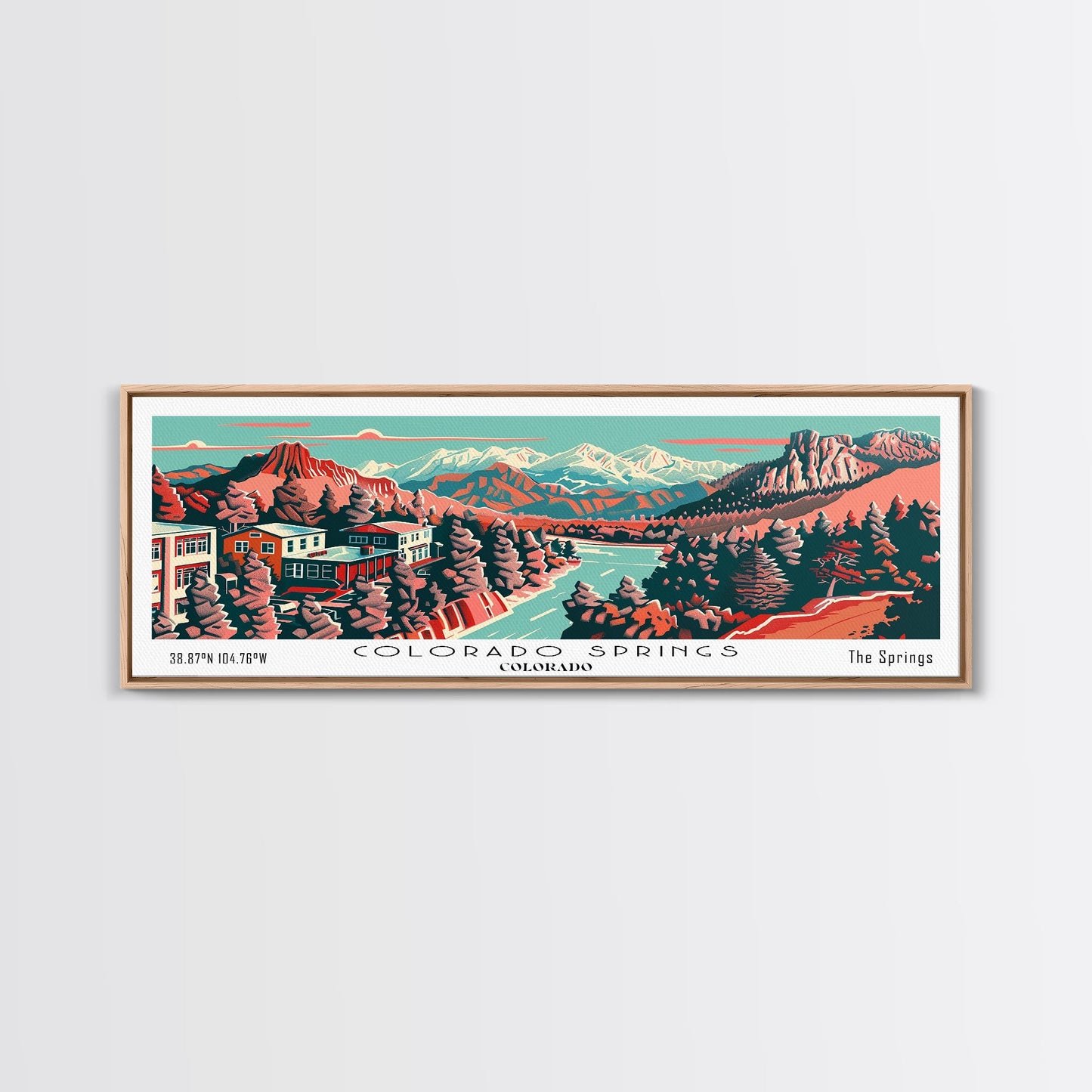Colorado Springs Colorado Panoramic Travel Poster Canvas Print