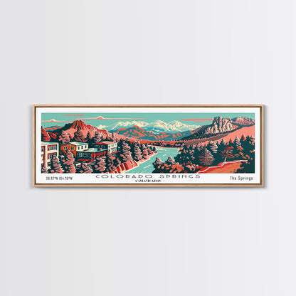 Colorado Springs Colorado Panoramic Travel Poster Canvas Print