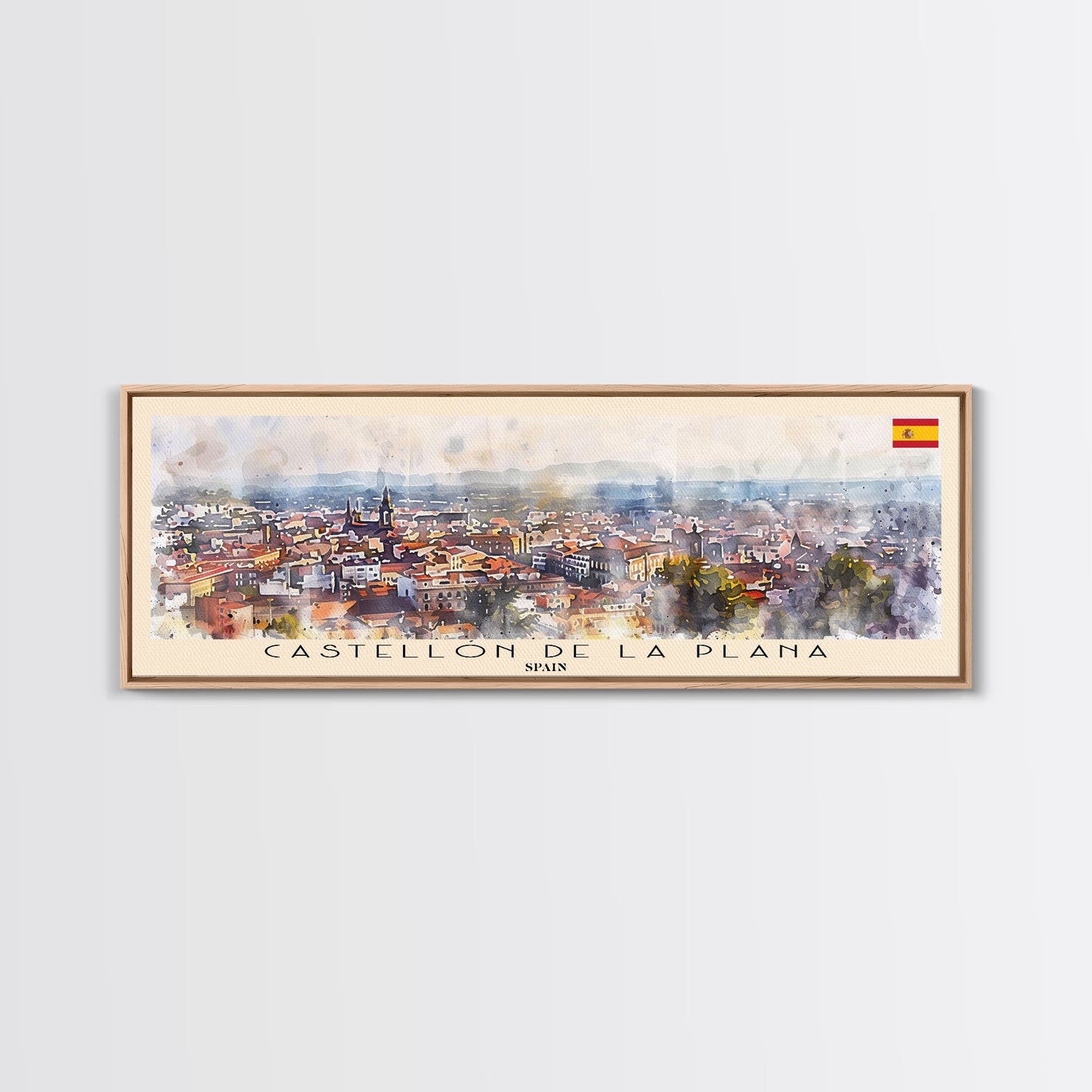 Castellon de la Plana Spain Wall Art, Panoramic Travel Poster, Panoramic Framed Canvas Print, City Wall Art, Wall Hanging Home Decor, Travel Art