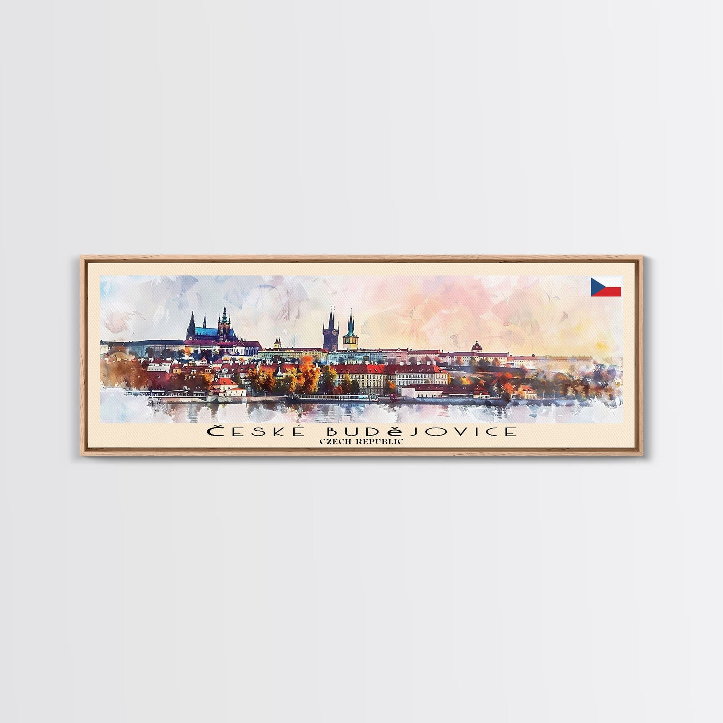 Ceske Budejovice Czech Republic Wall Art, Panoramic Travel Poster, Panoramic Framed Canvas Print, City Wall Art, Wall Hanging Home Decor, Travel Art