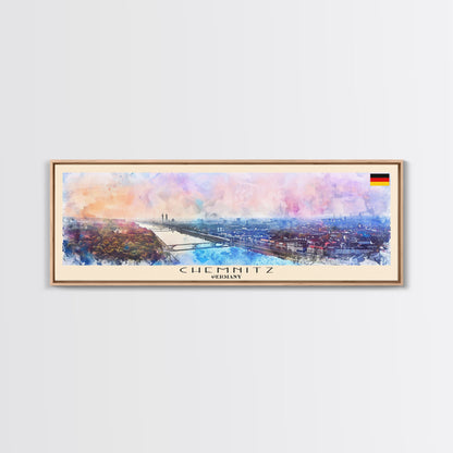 Chemnitz Germany Wall Art, Panoramic Travel Poster, Panoramic Framed Canvas Print, City Wall Art, Wall Hanging Home Decor, Travel Art