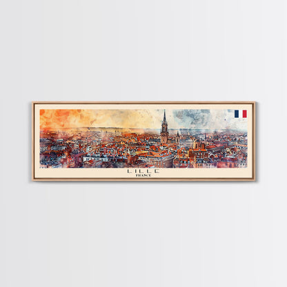Wandbild „Lille, Frankreich“, Panorama-Reiseposter, gerahmter Panorama-Leinwanddruck, Stadtbild, Wanddekoration, Reisekunst