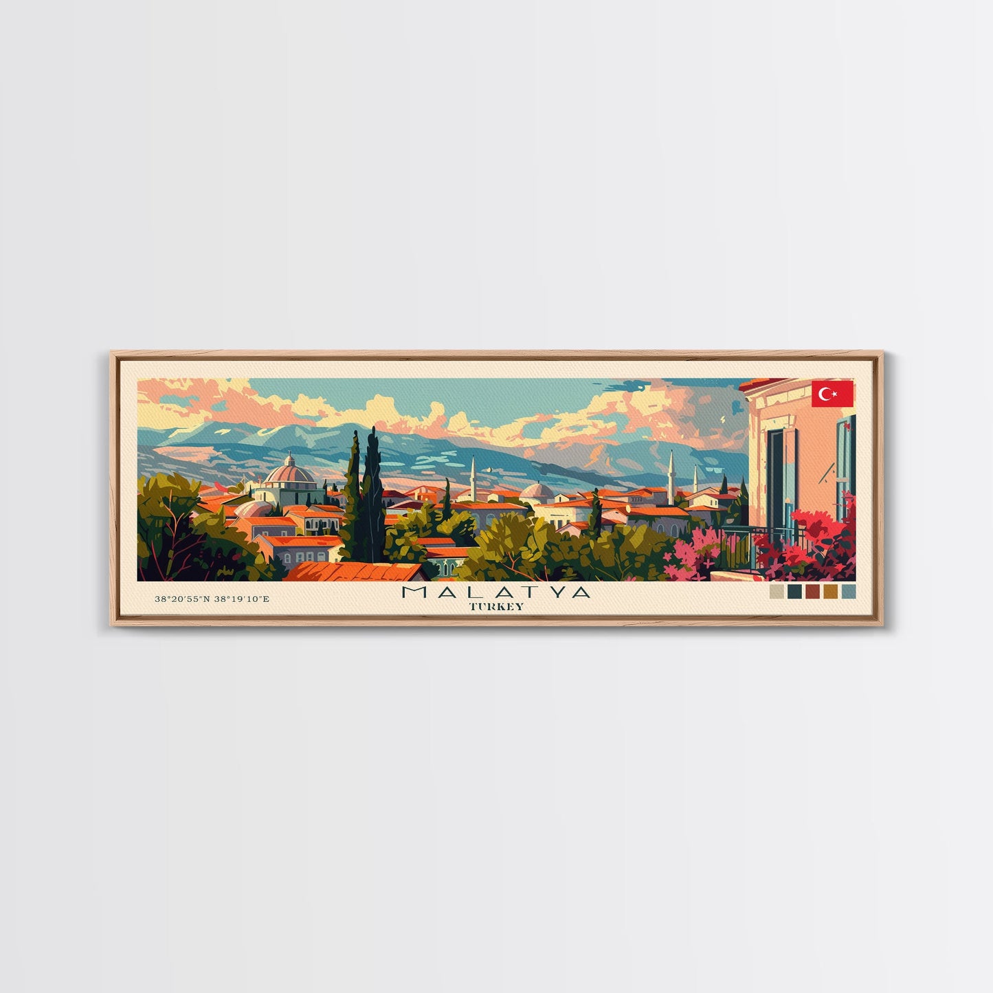 Malatya, Türkei – Kunstdruck, Panorama-Stadtbild, Reisekunst, Wanddekoration, Urlaubsgeschenk, gerahmter Leinwanddruck oder Metallbild