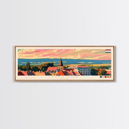 Szolnok Hungary Wall Art, Panoramic Travel Poster, Panoramic Framed Canvas Print, City Wall Art, Wall Hanging Home Decor, Travel Art
