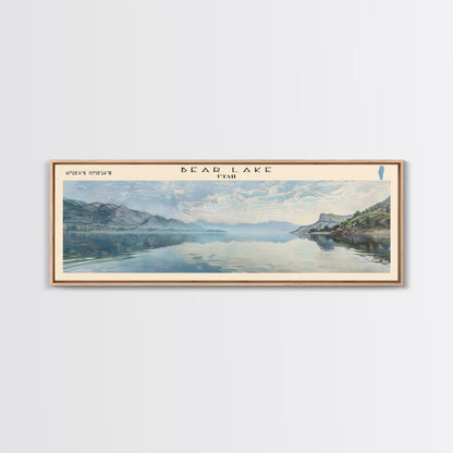 Bear Lake Panoramic Framed Canvas Print, Lake House Decor, Scenic View, Travel Poster, Minimalist Art, Home Decoration
