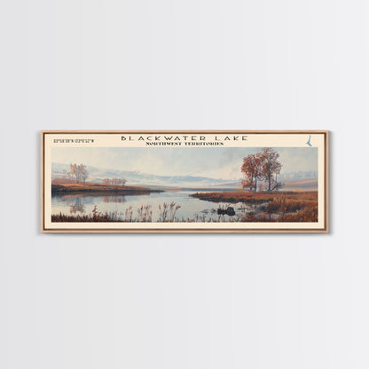 Blackwater Lake Framed Canvas Print, Lake House Decor, Panoramic Scenic View, Travel Poster, Minimalist Art, Lake Painting