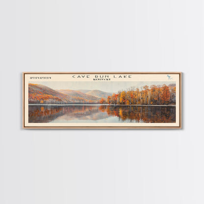 Cave Run Lake Kentucky Framed Canvas Print, Lake House Decor, Panoramic Wide Art, Travel Poster, Rustic Lake Painting, Nature Art