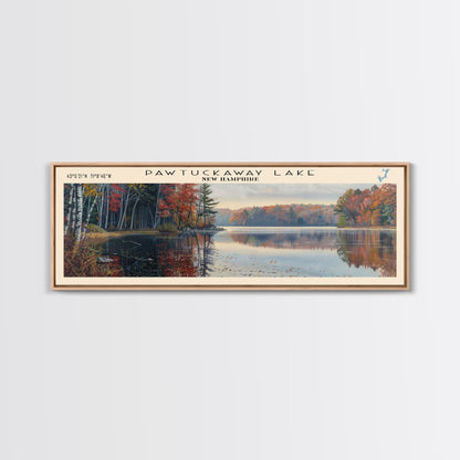 Princess Mary Lake Framed Canvas Print, Lake House Decor, Panoramic Wall Art, Travel Poster, Beautiful Landscape Painting, Contemporary Art