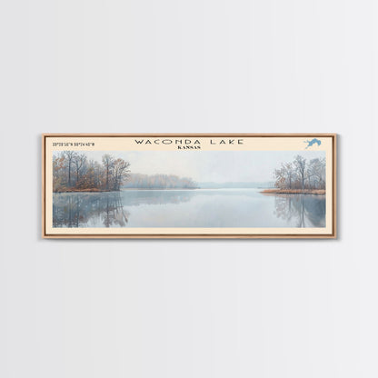 Waconda Lake Kansas Panoramic Wall Art, Framed Canvas Print, Lake House Decor, Travel Poster, Beautiful Lake Scene, Home Art