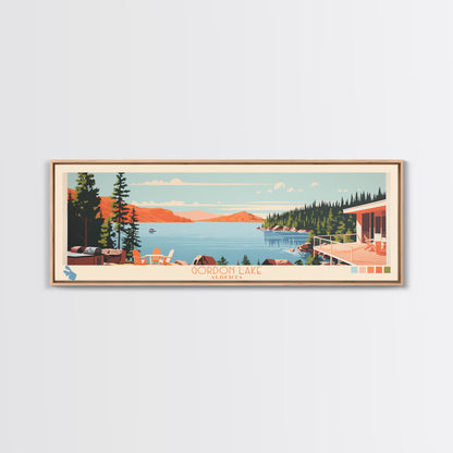 Gordon Lake Alberta Framed Canvas Print, Panoramic Art, Midcentury Modern, Pop Art, Bedroom Decor, Travel Poster, Artistic Decor, Home Decor