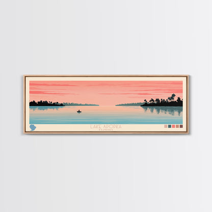 Lake Apopka Florida Framed Canvas Print, Panoramic Art, Midcentury Modern, Pop Art, Living Room Wall Art, Travel Poster, Lake House Decor