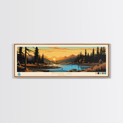 Spooner Lake, Nevada Framed Canvas Print, Lake House Decor, Midcentury Modern Art, Pop Art, Travel Poster, Bedroom Wall Art